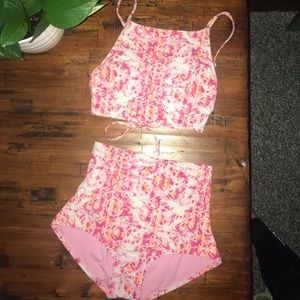 Retro High Waisted SwimSuit Set